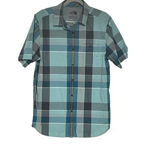 The North Face Blue and Gray Plaid Casual Button Down Shirt